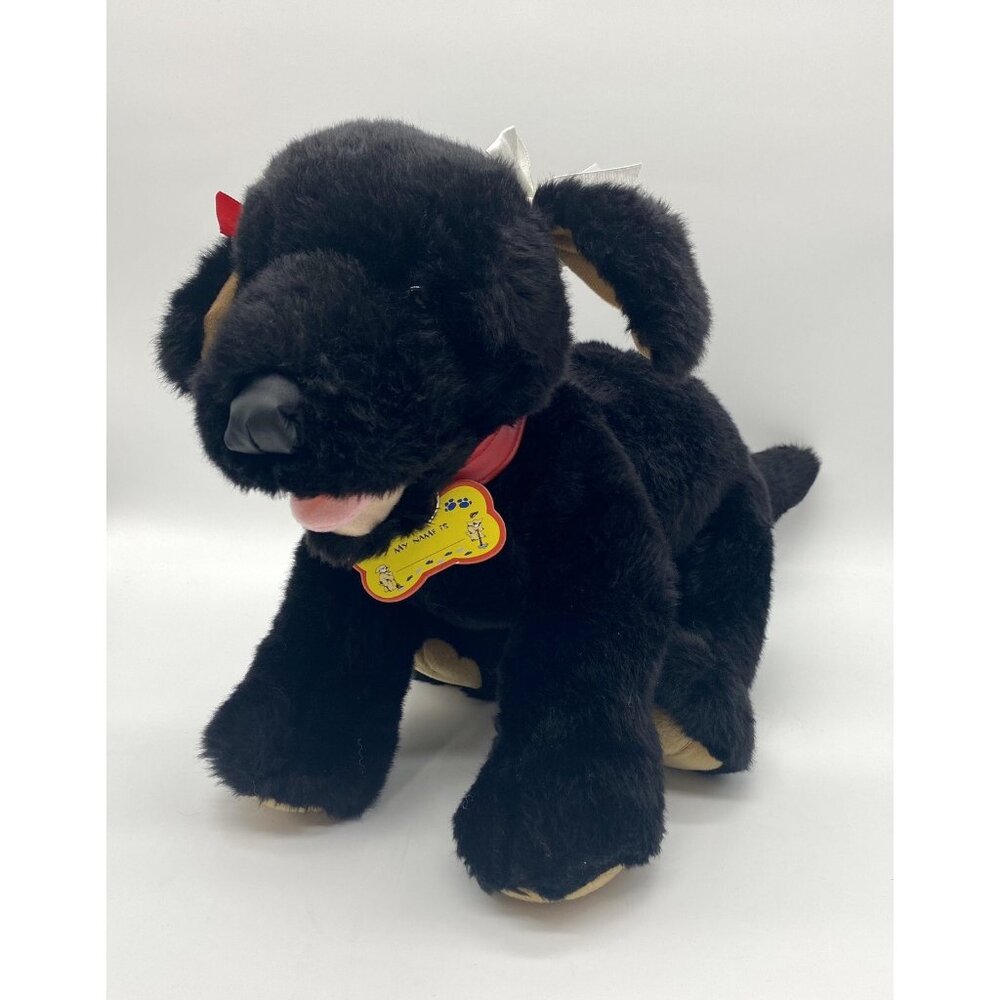 Build A Bear Black Lab Promise Pets Plush Dog Puppy w Collar & Bark Sound